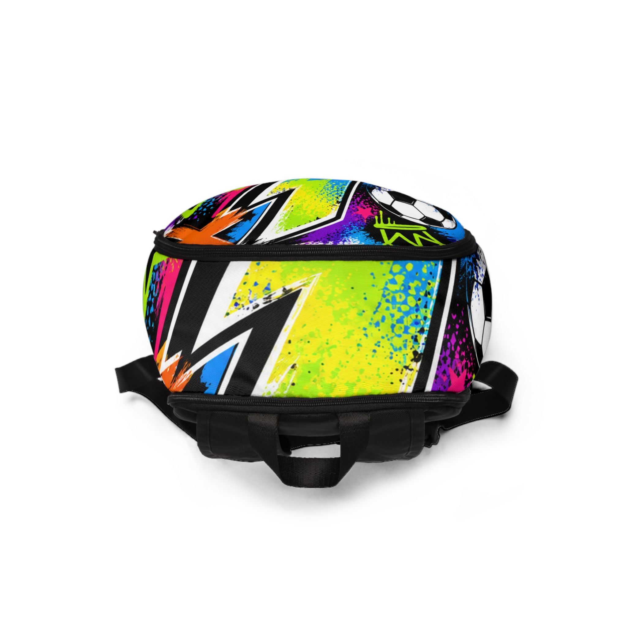 Neon Street Art Soccer Backpack — Graffiti Kids & Teens Daypack