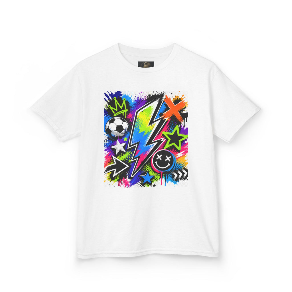 Kids Neon Graffiti Tee - Lightning Bolt, Soccer & Stars Graphic