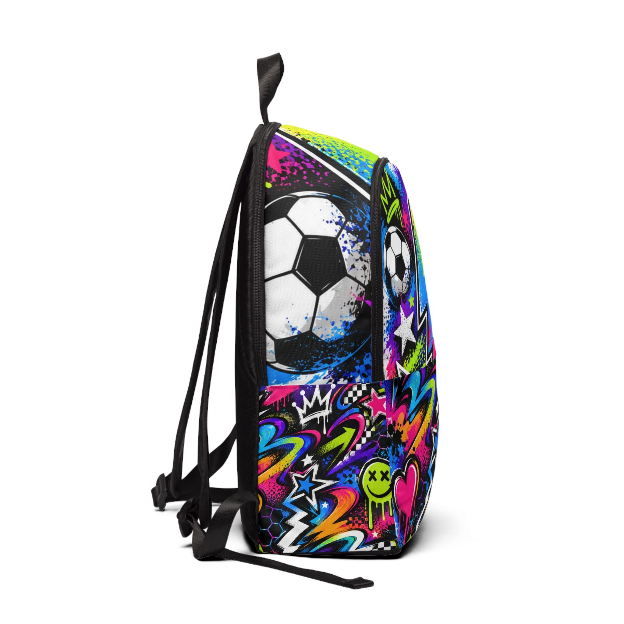 Neon Street Art Soccer Backpack — Graffiti Kids & Teens Daypack